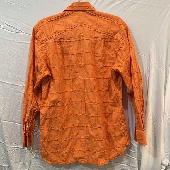 Ike Behar New York Men’s Orange Designer Button Down Shirt, Size Medium - Picture 4 of 4